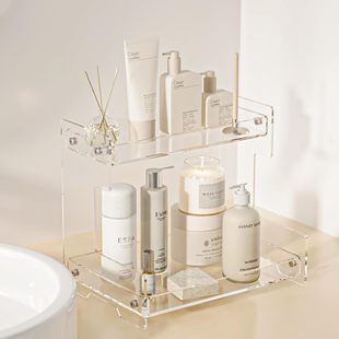 2-Layer Storage Acrylic Corner Makeup Organizer, Suitable for Perfume Rack, Dressing Table Tray