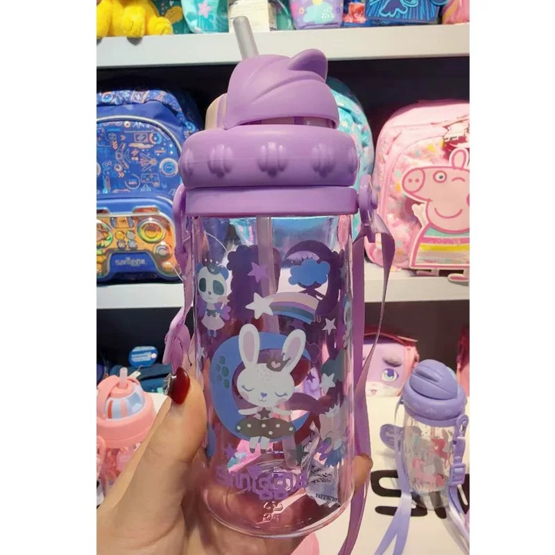 Australian smiggle taza de agua pajita plástico para niños estudiantes ligero y transparente taza de mano botella de agua de alto valor