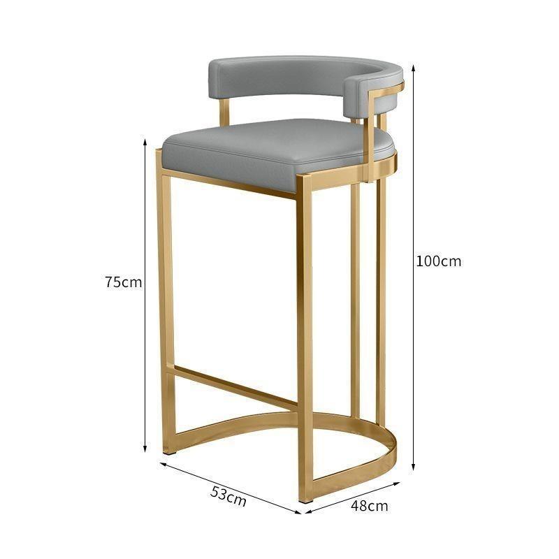 Silla de bar taburetes altos de hierro forjado respaldo casero tablero de aluminio escandinavo de lujo simple silla de bar silla alta image 10