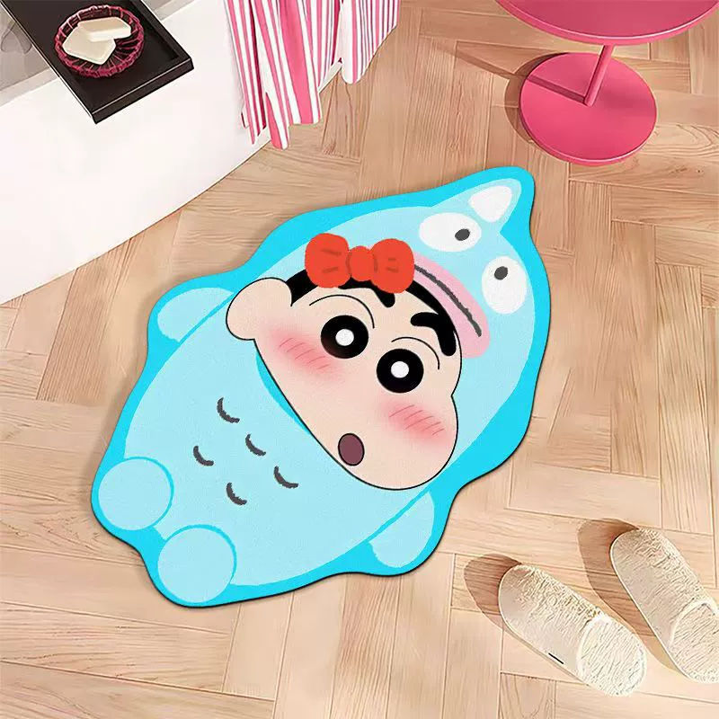 Напольный коврик из диатомовой грязи с рисунком Crayon Shin-chan для дома, ванной комнаты, двери, впитывающий коврик против падения, коврик для входа, коврик для ног