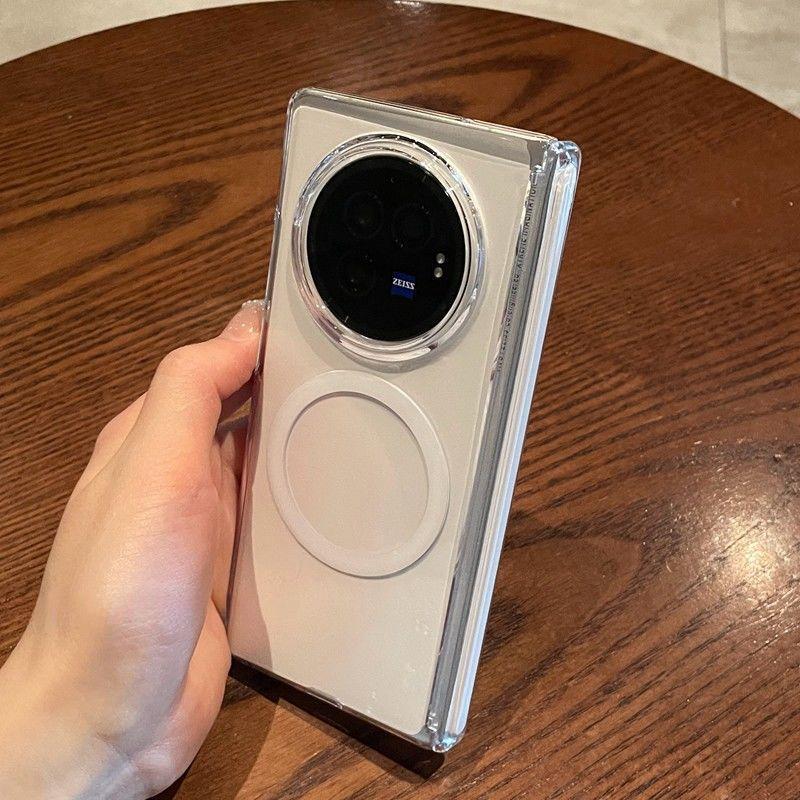 适用vivoxfold5折叠屏手机壳简约透明不发黄xfold3pro磁吸带中轴|undefined
