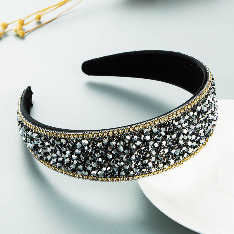 Wholesale Jewelry Baroque Flash Diamond Wide-brimmed Headband Nihaojewelry display picture 3