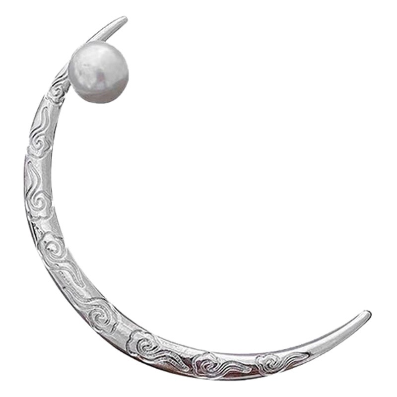 Estilo chino Luna horquilla retro horquilla de medio mes estilo antiguo de las mujeres de alto grado pelo updo artefacto espalda cuchara palillos tocado