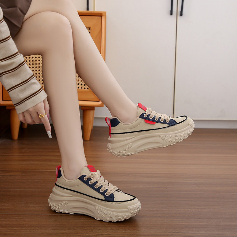 Giày sneaker nữ đế dày phong cách retro, giày thể thao nhẹ nhàng chạy bộ đi bộ — K6710 màu kaki, K6710 màu xanh dương