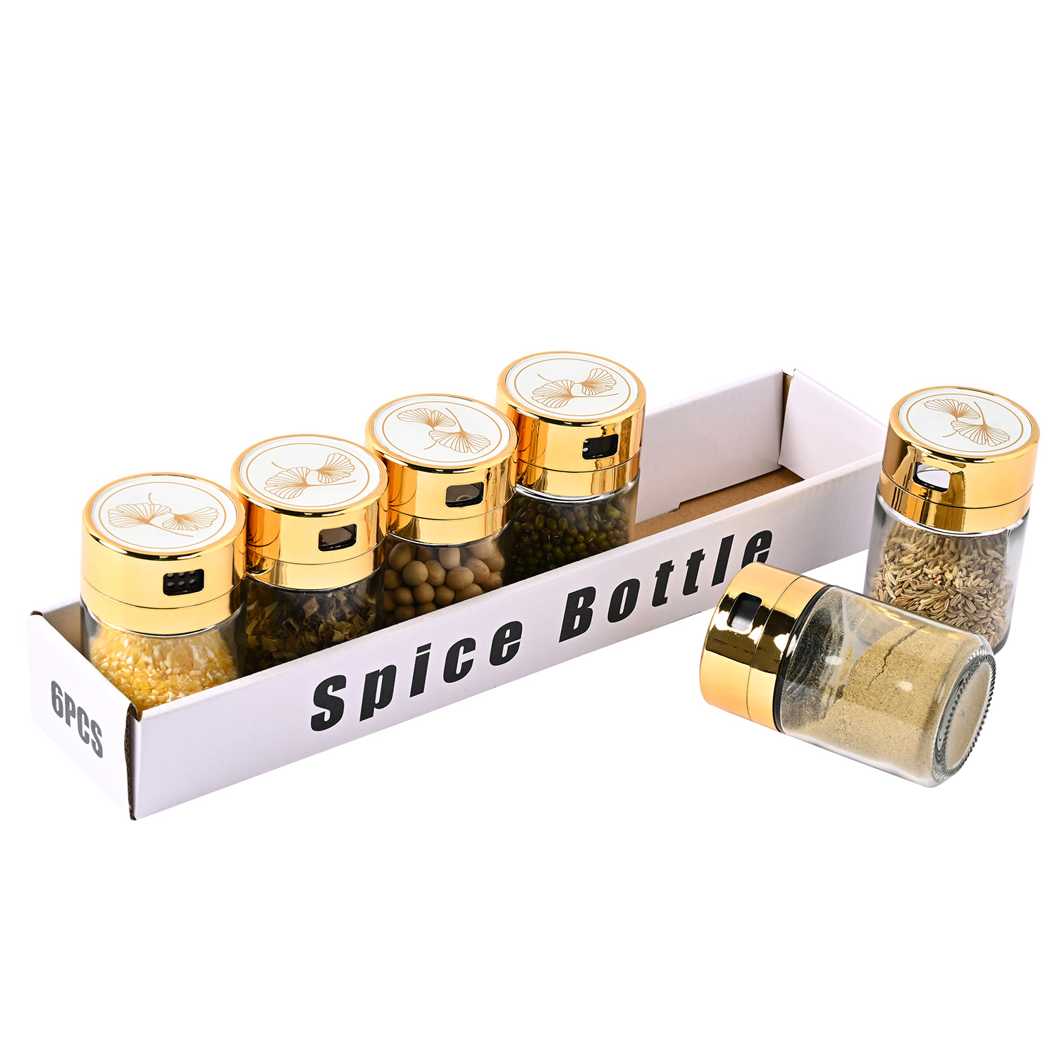 Venta caliente transfronteriza cocina de acero inoxidable Luz de lujo de vidrio condimento tarro traje hogar sellado de vidrio condimento tarro al por mayor