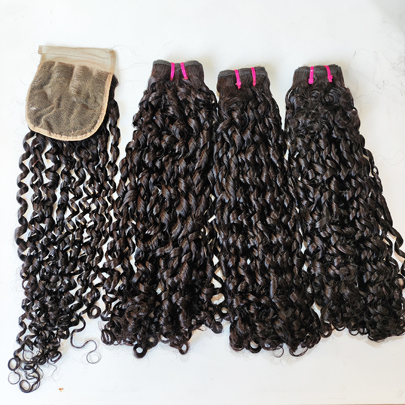 12A High Quality Real Hair Wig One-Speed Hair Curtain Pixie Curly Double Drawn Hair Bundles