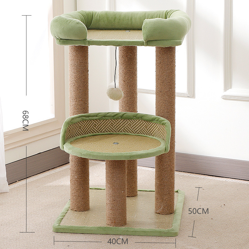 Árbol para Gatos Grande Transfronterizo Hecho de Sisal, Soporte para Gatos que Ahorra Espacio, Modelo de Exportación, Árbol para Gatos Integrado con Cama para Gatos, Suministros Populares para Mascotas.