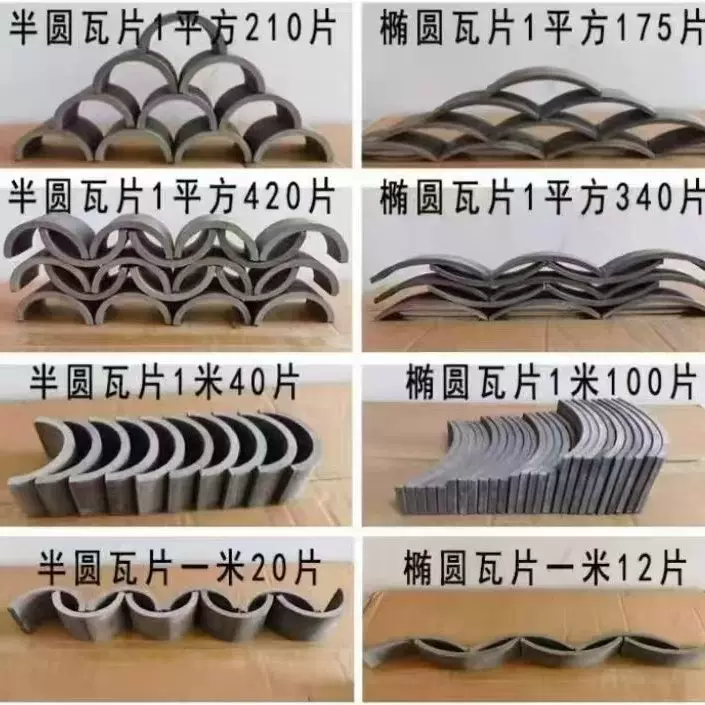 古建中式庭院半圆瓦片 拼花瓦铺地立瓦 屋顶瓦围墙瓦半圆筒瓦