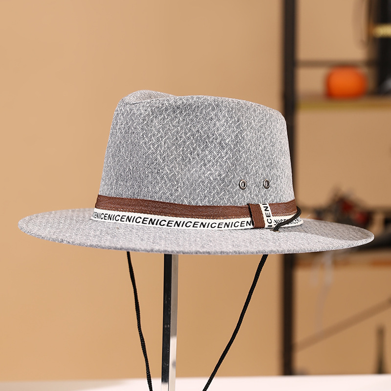 Sombrero de copa de primavera y verano de lino nueva moda casual protección solar al aire libre sombrero de sol a prueba de viento cuerda vacaciones sombrero transpirable al por mayor image 2