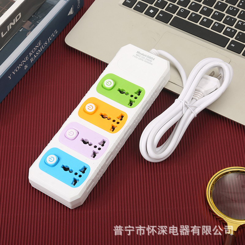 Cuatro lugares con interruptor independiente colorido paquete de bolsillo de placa de conexión europea pequeña placa de conexión de tipo británico y europeo toma de corriente de escritorio