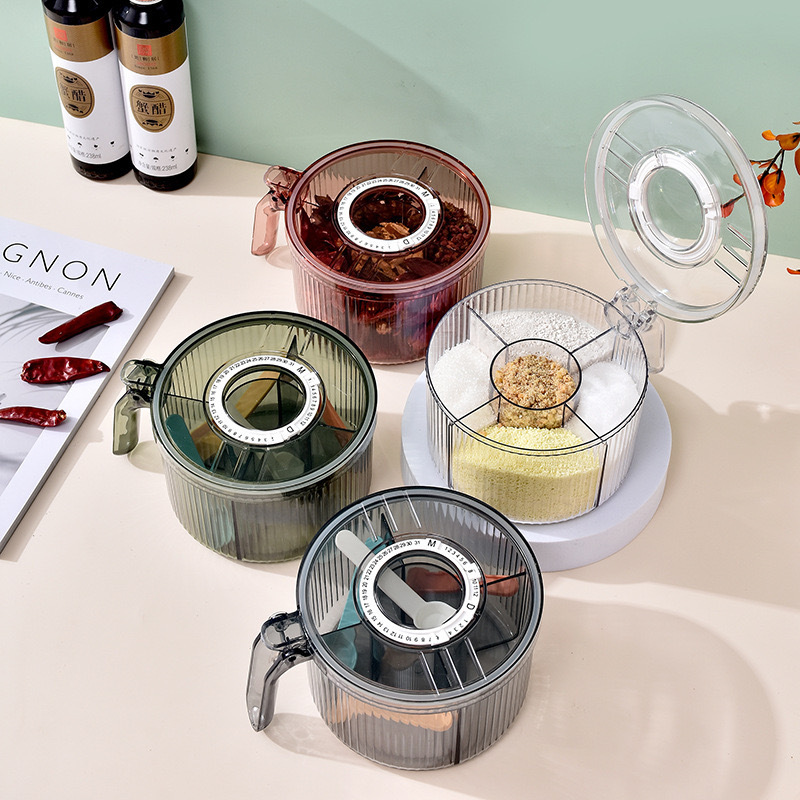 Caja de condimento de lujo ligero, conjunto de combinación de tanque de condimento de cocina para el hogar, caja de almacenamiento de condimentos de pimienta MSG de sal de rejilla múltiple todo en uno