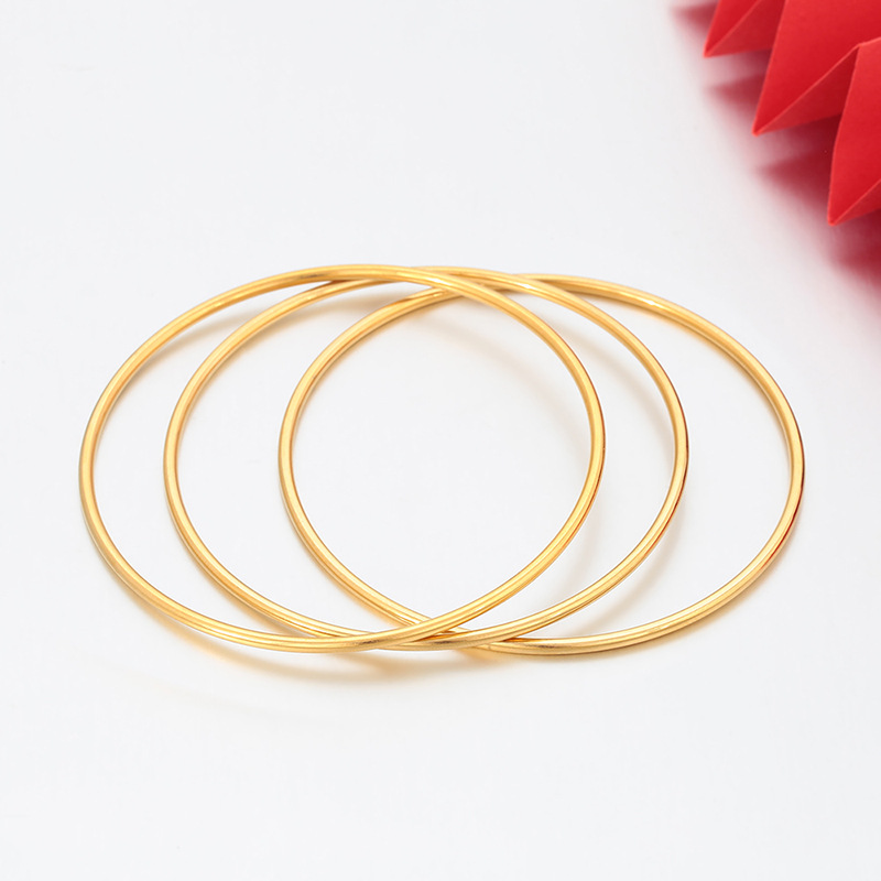 Xuping simple acero inoxidable brillante anillo pulsera imitación de oro europeo y americano lujo ligero temperamento tres capas para usar joyas al por mayor