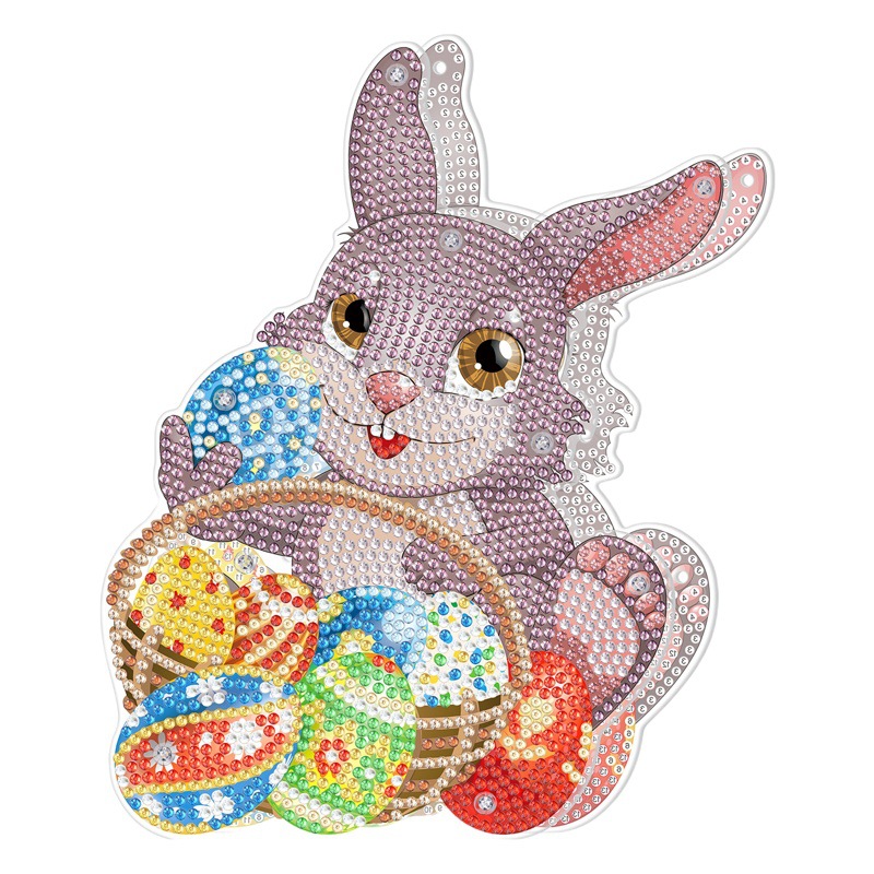 Accesorios para pintura de diamantes, pintura de diamantes de Pascua, lámpara decorativa DIY, aplique de diamantes hecho a mano, luz nocturna de conejo