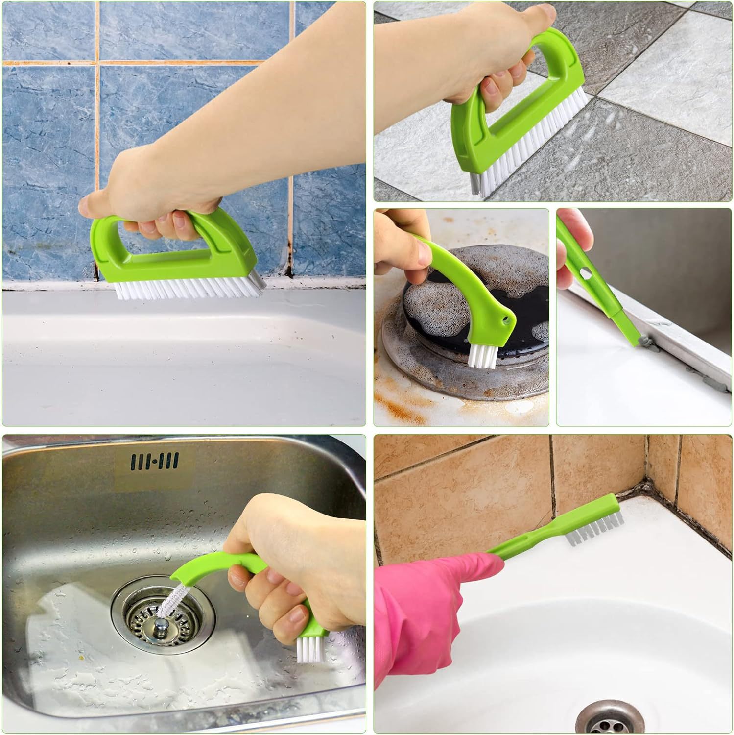 Kit de cepillo de limpieza verde de 8 piezas cepillo de costura de tierra puede cepillo de pulpa traje de limpieza brecha hogar