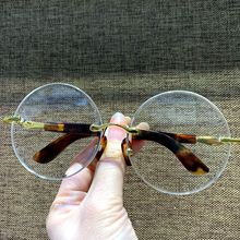 世行天然水晶眼镜白水晶平光太阳镜无框复古圆平板圆加厚厂家批发