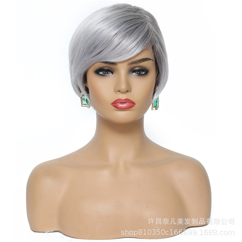 Granny gray Wig short straight hair female middle-aged and elderly European and American Pixie Cut Wig old man Wig mother grandmother Granny gray Wig short straight hair female middle-aged and elderly European and American Pixie Cut Wig old man Wig mother grandmother