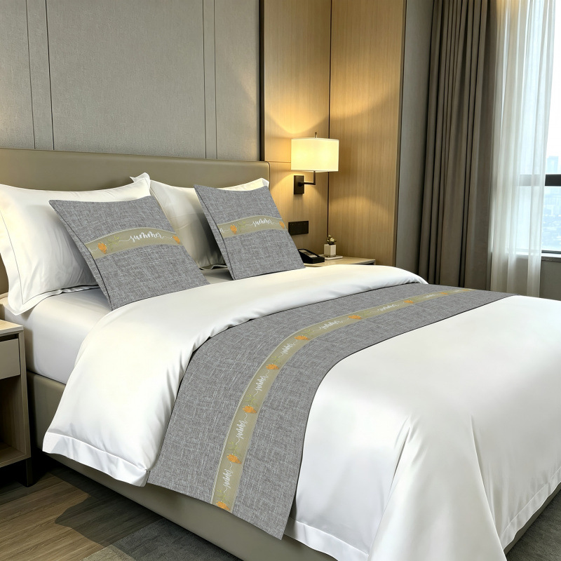 Hotel 6cm faux linen bed runner, bed end mat, bed decoration scarf, bed wrap, bed ribbon, bed decorative strip, bed curtain style