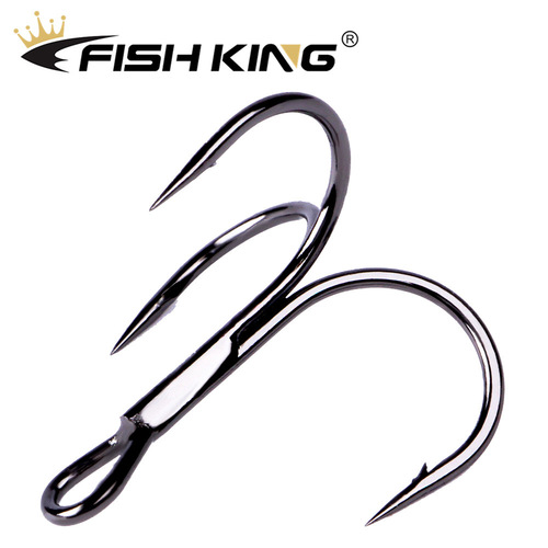 FISHKING Black Nickel Three-Anchor Hook Three-Claw Carbon Steel Baitcasting Fishing Hook 20 Pieces White Box Giant Shallow Water Whipping Cross-Border Wholesale