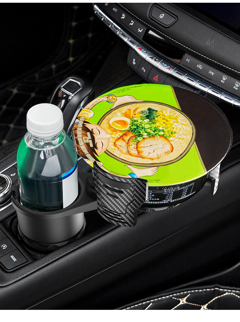 Cross-border multi-functional car water cup holder double-layer thickened cup holder retractable rotating beverage holder with switch storage box
