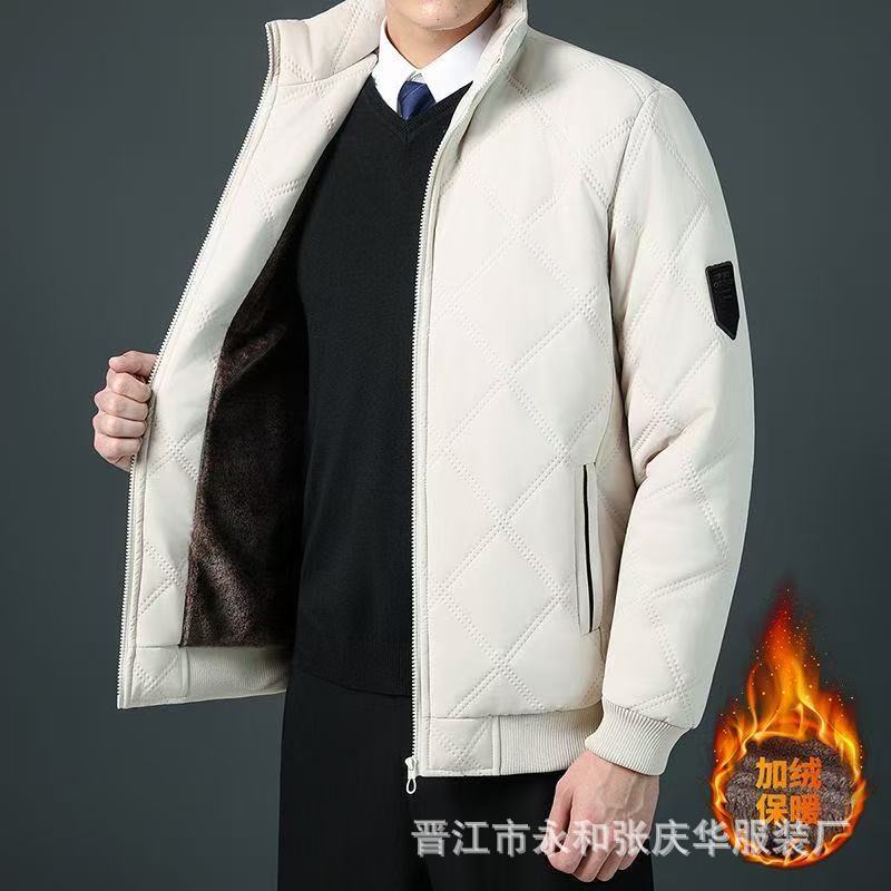 Chaqueta casual de algodón para hombre, modelo 2025, cuello alto, con forro polar y algodón grueso, fabricante de ropa, venta al por mayor, dropshipping