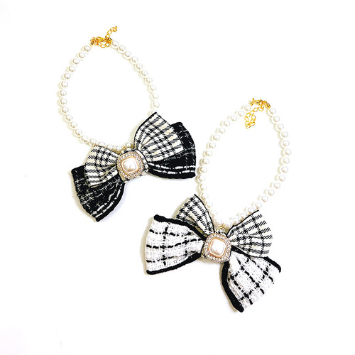 Korean high-end pet pearl necklace, small fragrant cat collar, cute dog collar, teddy necklace jewelry