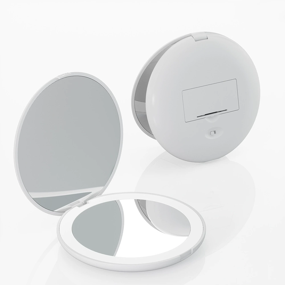 Карманное LED косметическое зеркало MR-L2302, складное 90 мм, увеличение 10×