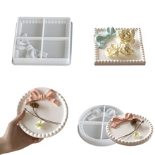 蝴蝶结波点圆形托盘树脂硅胶模具 滴胶diy方形正方形石膏碟子杯垫