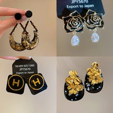 黑色系列银针几何流苏耳环轻奢高级感精致耳钉设计感小众耳饰批发