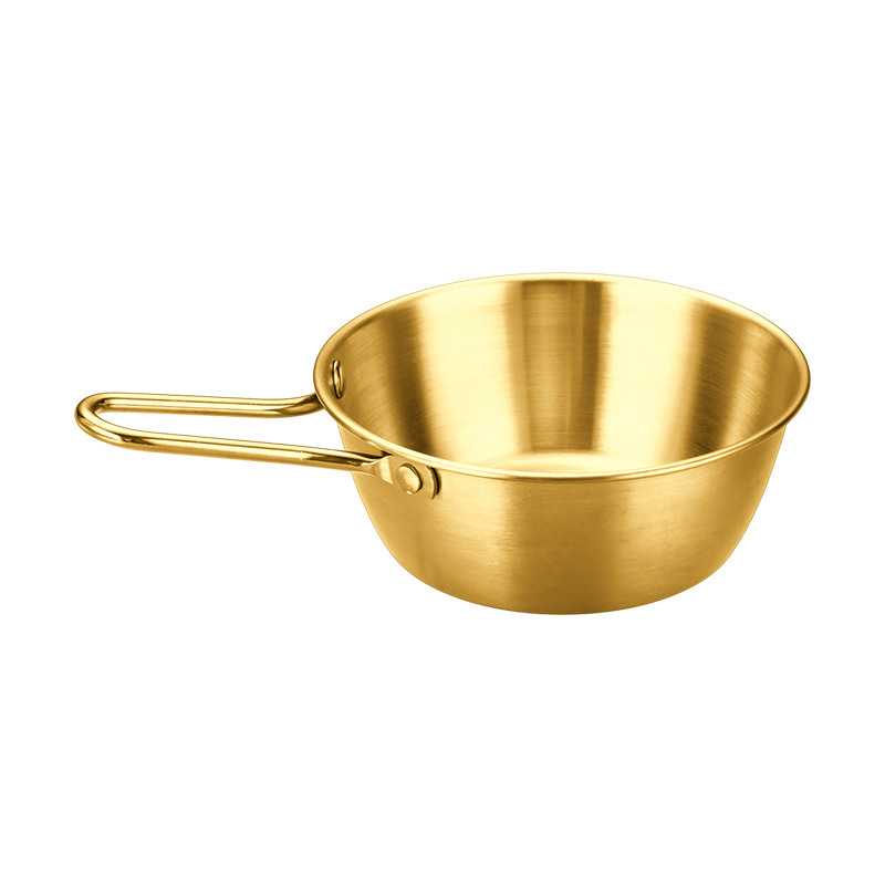 Coreano 304 acero inoxidable arroz vinegar tazón de acero dorado mango de cocina tazón de inmersión tazón de condimento tazón de arroz