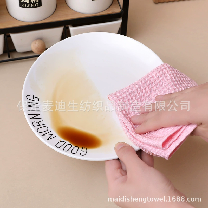 [亚马逊热销华夫格挂钩洗碗巾不沾油蜂窝方巾柔软吸水耐用易清洁]