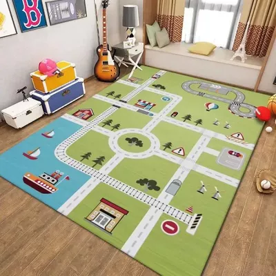 Game Toy Mat Road Track, Avtomobil döşəmə paspasları - light-blue-6-80x-120cm