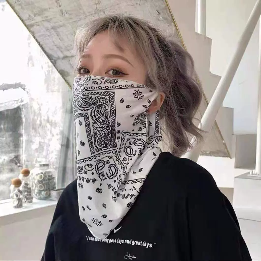 Треугольное полотенце солнцезащитная маска для лица из ледяного шелка