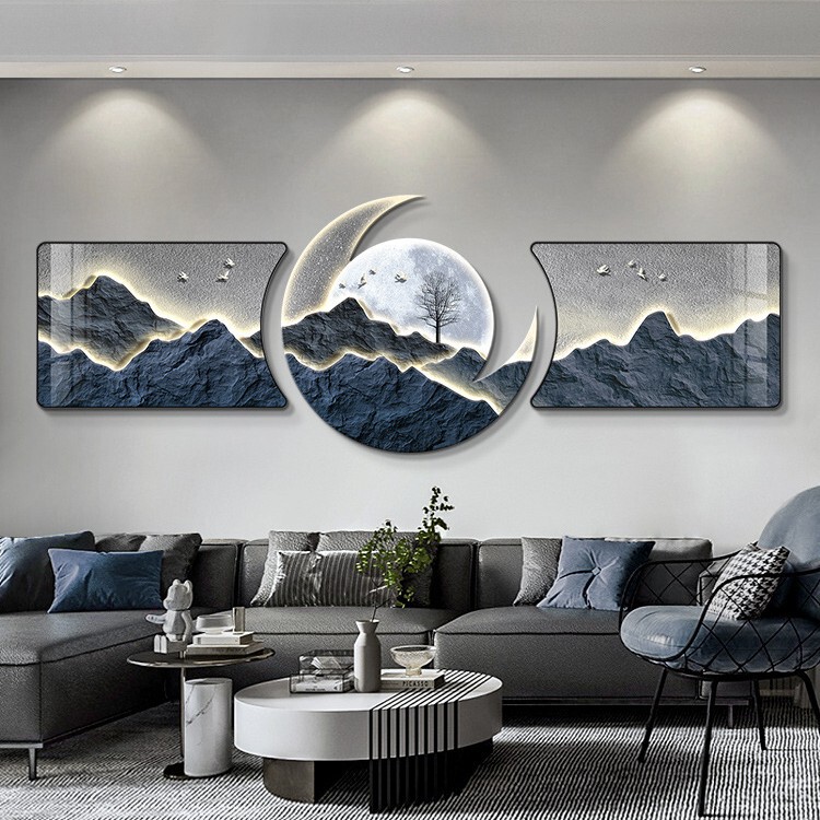 Luxury High-End Living Room Decorative Painting with a Sense of Style, New Chinese-Style Sofa Background Wall Hanging Painting, Textured Painting, High-End Mural