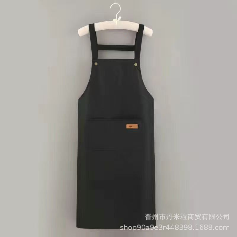 エプロン防水防油男女のキッチン料理は腰を囲んで純色のシンプルなストラップの大ポケットレストランの作業服が大きくなっている|undefined