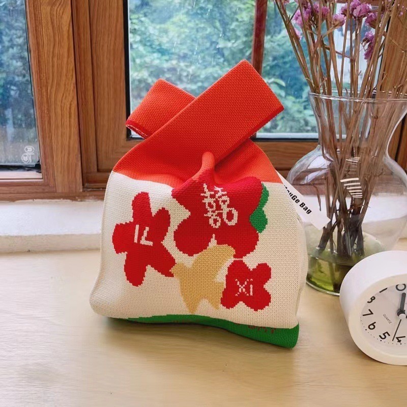 加厚针织包手提包手提袋针织伴手礼包伴手礼袋针织水桶包礼品袋|undefined