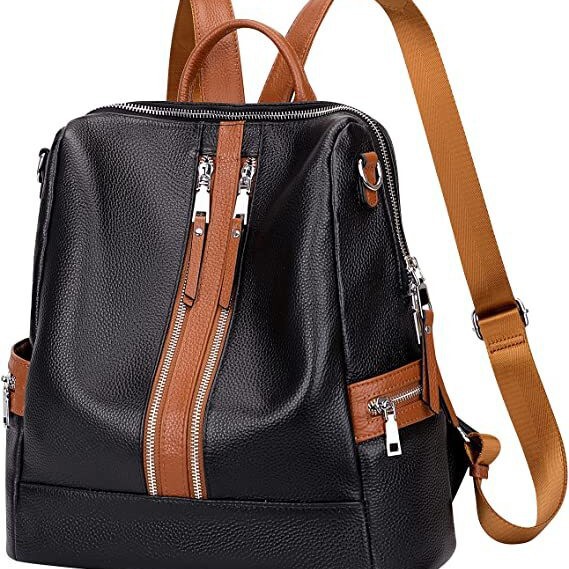 New Leather Backpack Wallet Women's Convertible Shoulder Bag Crossbody Bag with Laptop Compartment