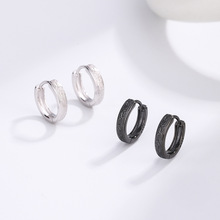 S925纯银磨砂质感男士耳环一对潮牌百搭女网红新款耳扣轻奢耳饰品