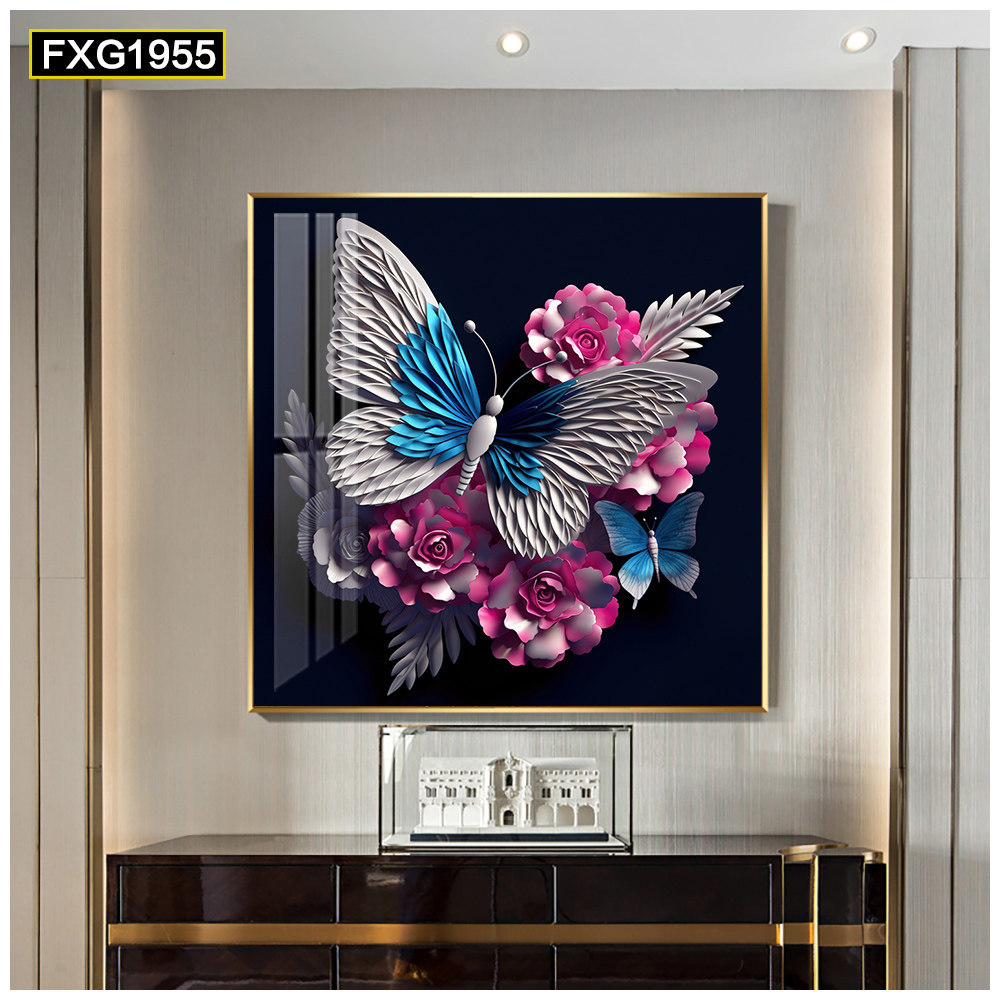 Pintura decorativa moderna de lujo ligero de alta gama sala de estar atmósfera de alto nivel sala de comedor mural arte abstracto cuadrado porche colgante pintura