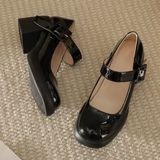 Однослойные туфли на высоком каблуке для женщин Mary Jane 2023, весна и осень, новые модные Универсальные милые однослойные туфли во французском ретро стиле с круглым носком