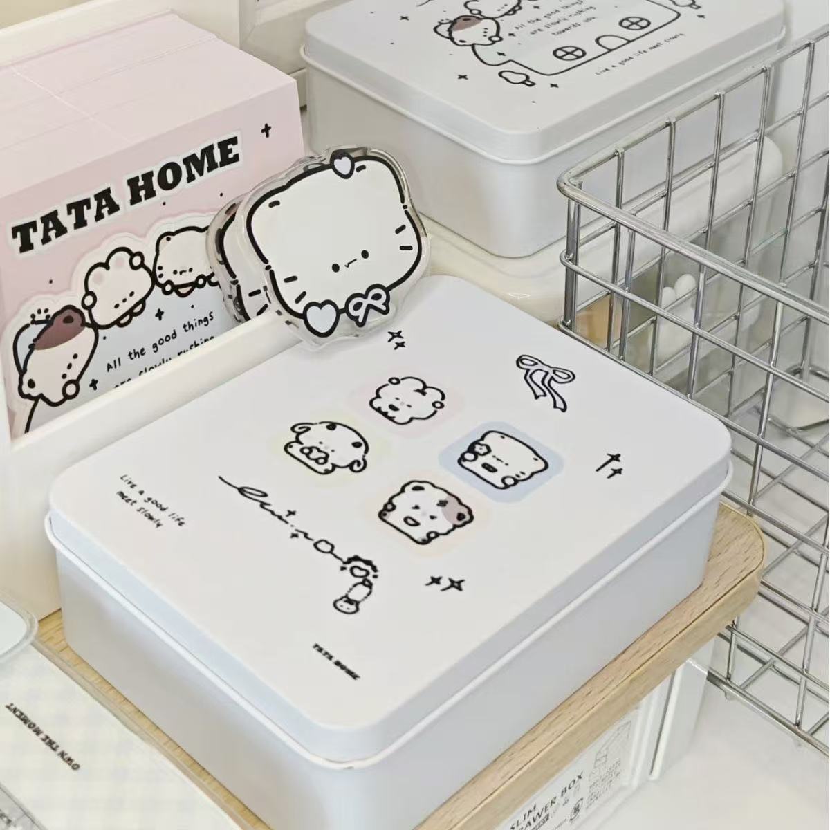 可爱小动物系列铁盒收纳贴纸咕卡追星专辑小卡桌面收纳手账素材