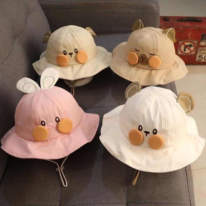 Sombrero de bebé primavera y otoño delgado sombrero de pescador protector solar para niños y niñas pequeños meses lindos super bonitos sombreros de cuenca de dibujos animados