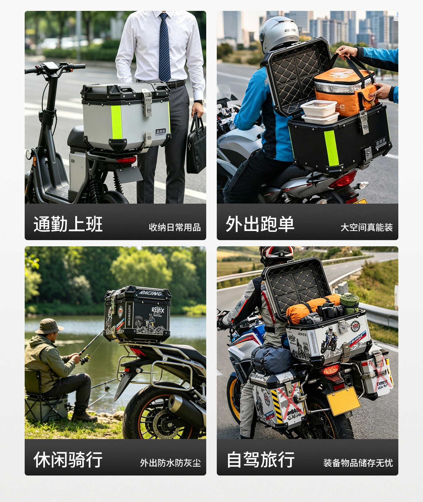 Star Rider Motorcycle Alloy Tail Box, Electric Vehicle Trunk, Universal Delivery Box, Large Capacity Battery Vehicle Tail Box