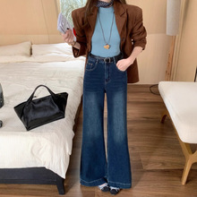 冬上新 高级感微喇牛仔裤女款2025新款复古不贴腿高腰弹力喇叭裤