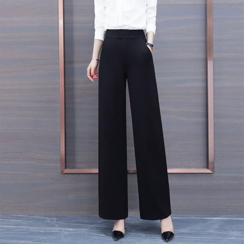 高腰宽松2025垂感直筒裤阔腿裤女九分裤春秋新款矮小个子显瘦西装|undefined