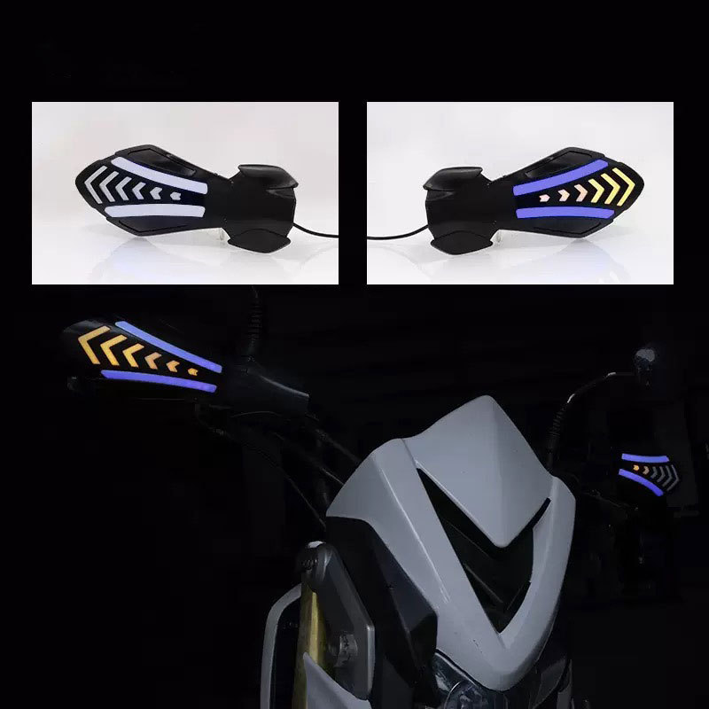 Motorcycle Handguards with Led Dual-Color Sequential Turn Signal Lights, Off-Road Vehicle Turn Signal Handlebar Covers, Handlebar Wind Shield