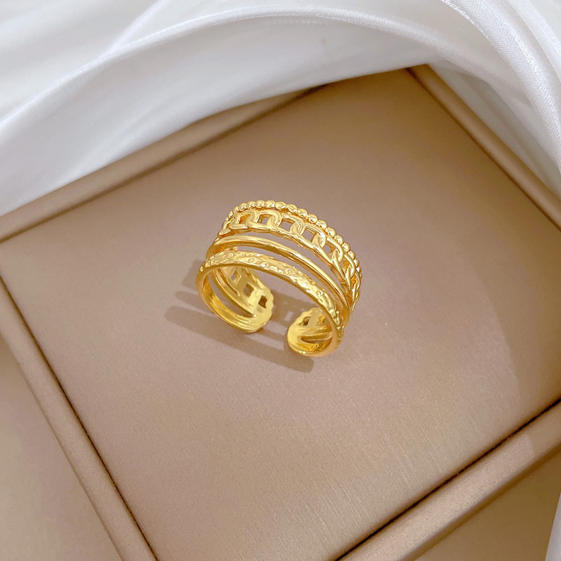 Anello minimalista con catena, regolabile, gioiello semplice, anello giapponese, anello di coppia_voghion.com