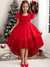 F 46547 Girls Princess Dress with Train Ůͯ��β����ȹ