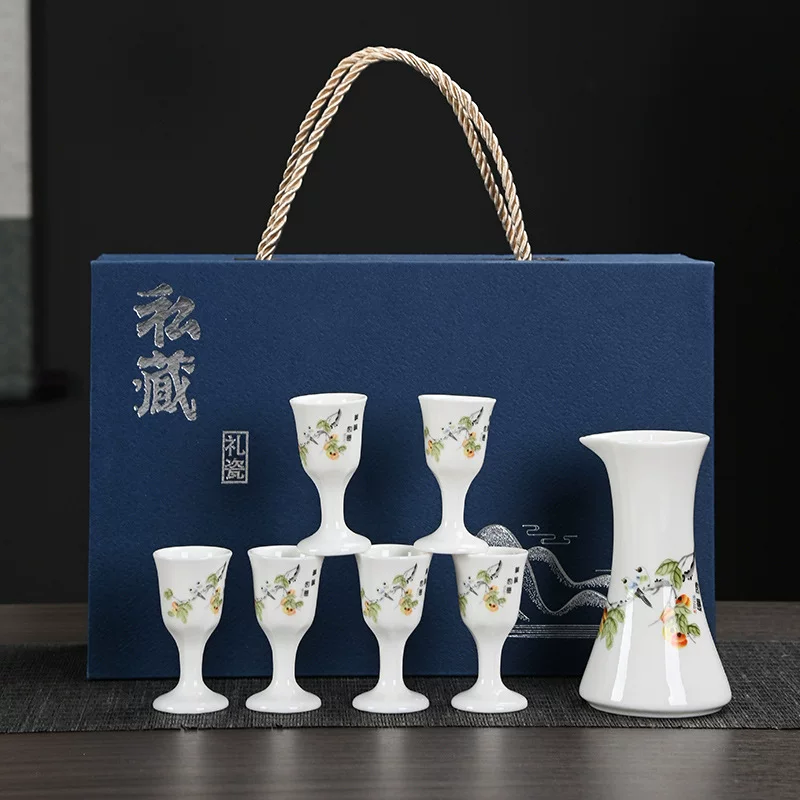 Glass set, Japanese ceramic wine dispenser for home use, gift box, Chinese style