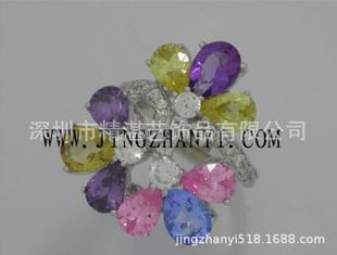 Inlaid Color Treasure Ring Design and Manufacture 925 Silver Inlaid Zircon Ring Processing Fashion Ring Design and Manufacture