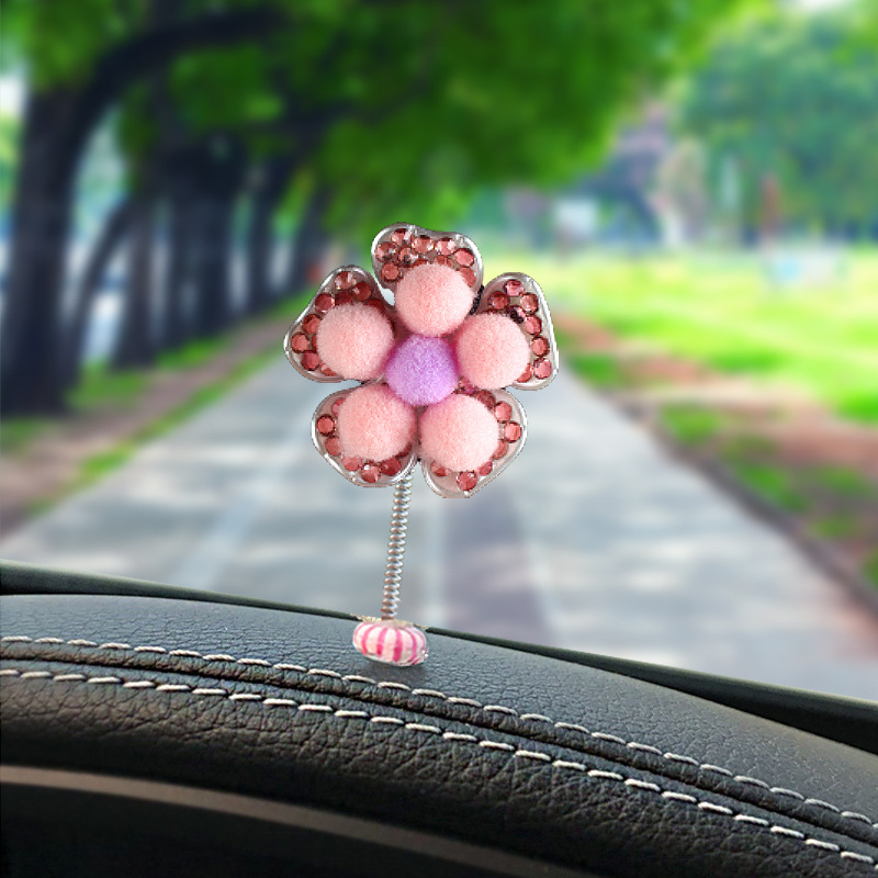 2025 adornos creativos para automóviles sacudiendo la cabeza, flores de perlas, conchas, flores, diamantes, decoraciones de automóviles para niñas lindas